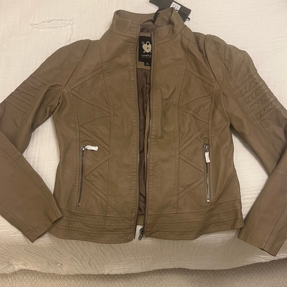 Chic Tan Faux Leather Jacket
